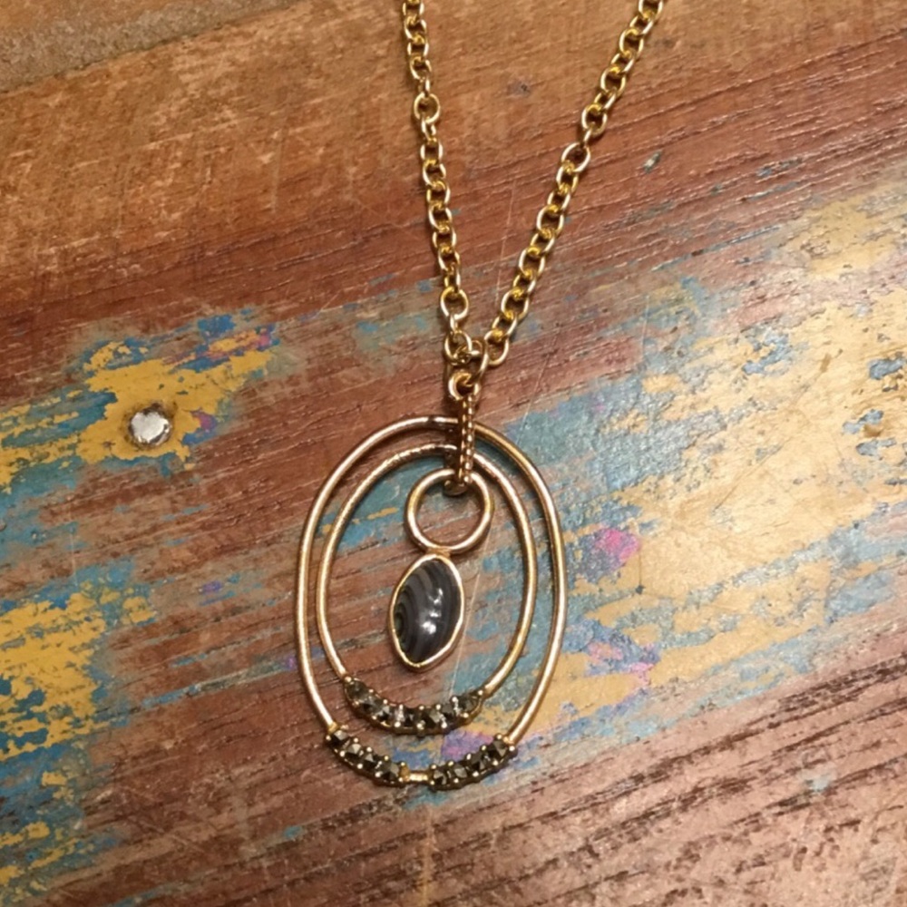 NWT Barse Henley Abalone Golden Pendant Necklace